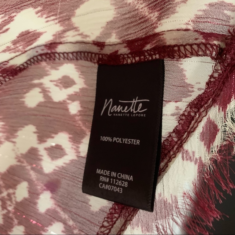 Nanette Lapore Ikat Print Sheer Fringed Top - Picture 10 of 12